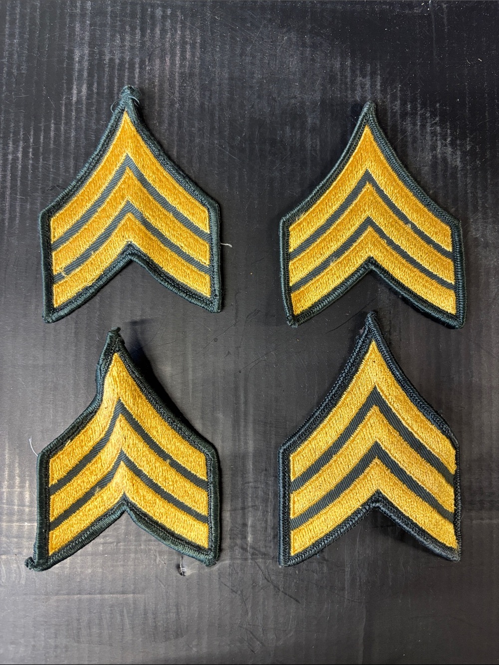 Gold and Dark Green Chevron Sew-On Patch - Vintage US Army